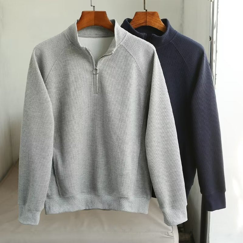 Half Zipper Waffle Sweater 