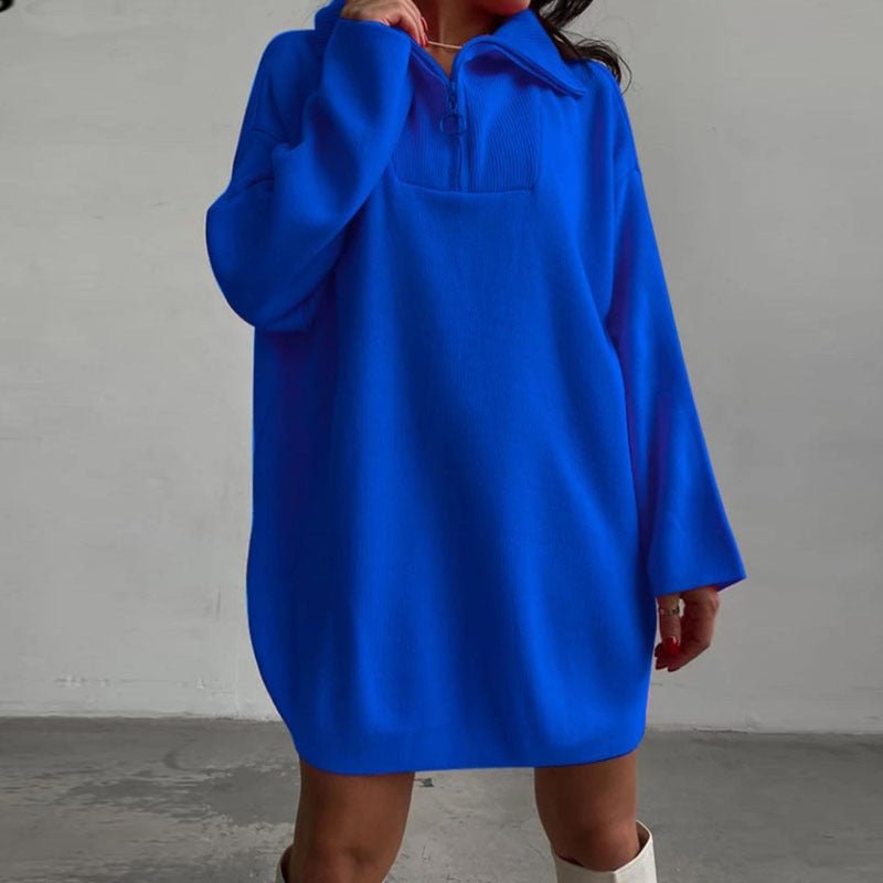 Oversized Cozy Zip long Sweater - asiilo.com